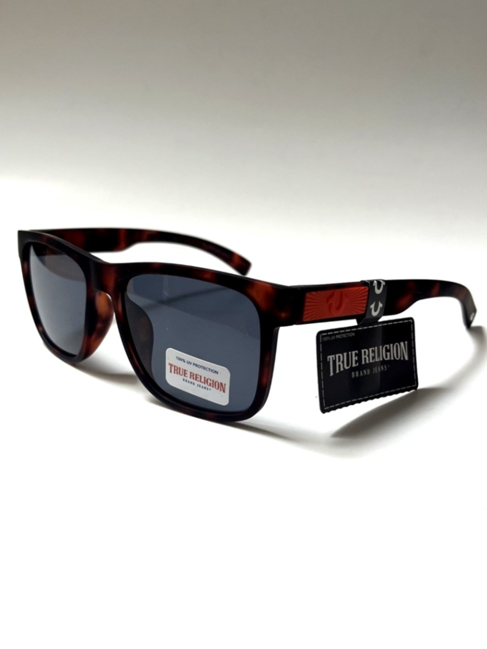 New TRUE RELIGION Classic Sunglasses Matte Tortoise Acetate Orange Logo